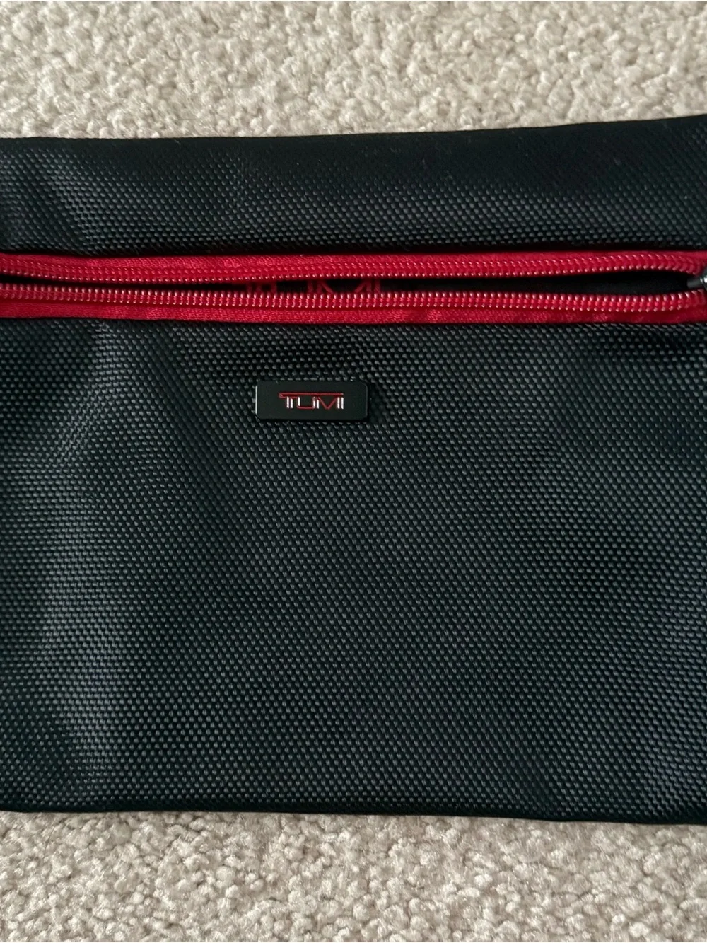 Tumi Black Travel Pouch w/ Red Zipper Accent - See Pics for Measurements